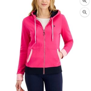 Tommy Hilfiger Colorblock Full Zip Up Hoodie Pink NWOT